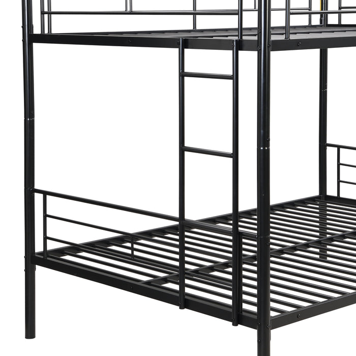 Modern Metal Bunk Bed, Full Over Full, No Box Spring Needed - Black