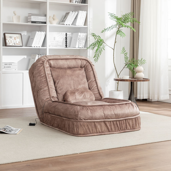 Upholstered Human Dog Bed And Pets, Bean Bag Floor Sofa With Massage Pillow, 5 Adjustable Positions & 2 Soft Pillows