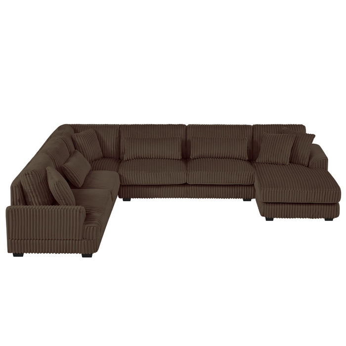 Oversized Sectional Sofa U - Shaped Sofa Couch Modern Sofa Upholstered In Soft Corduroy With A Chaise Lounge For Living Room