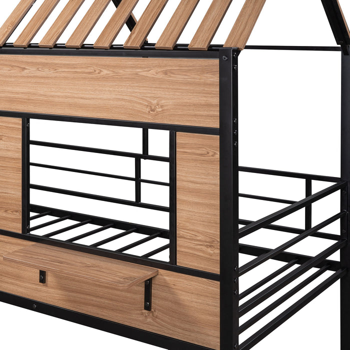 Loft Bed With Roof, Window, Guardrail, Ladder