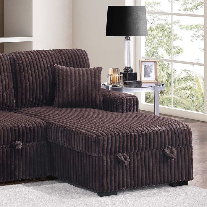 Convertible Sectional Upholstered Sleeper Sofa With Storage Chaise