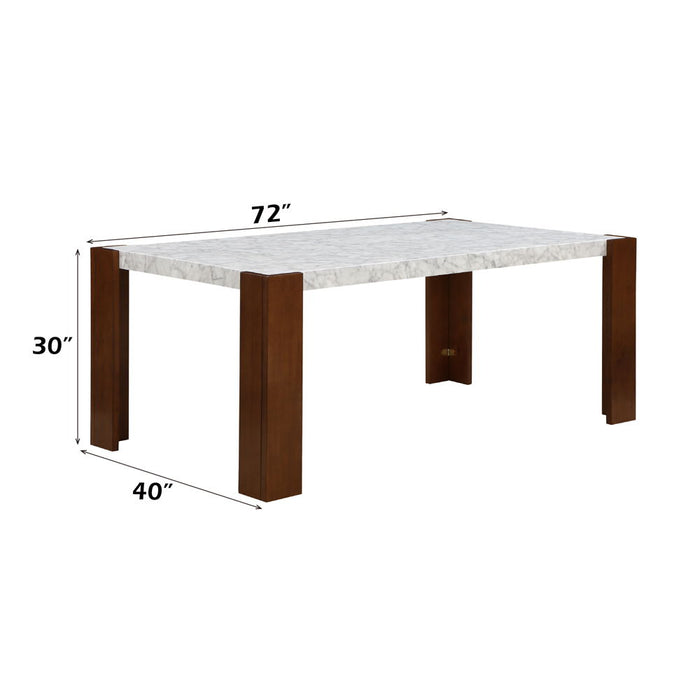 Hettie - Dining Table With Engineeed Stone Top - Engineered Stone Top & Brown