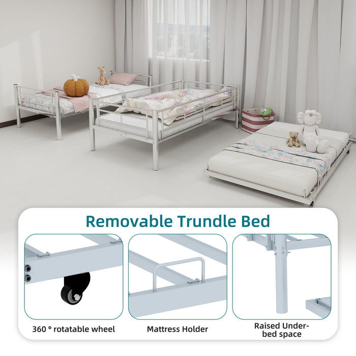 Bunk Bed For Kids, Convertible Frame With Ladders & Guardrail