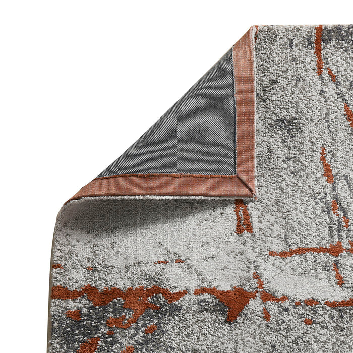 Quarry - 5' X 6.5' Abstract Area Rug - Gray / Orange