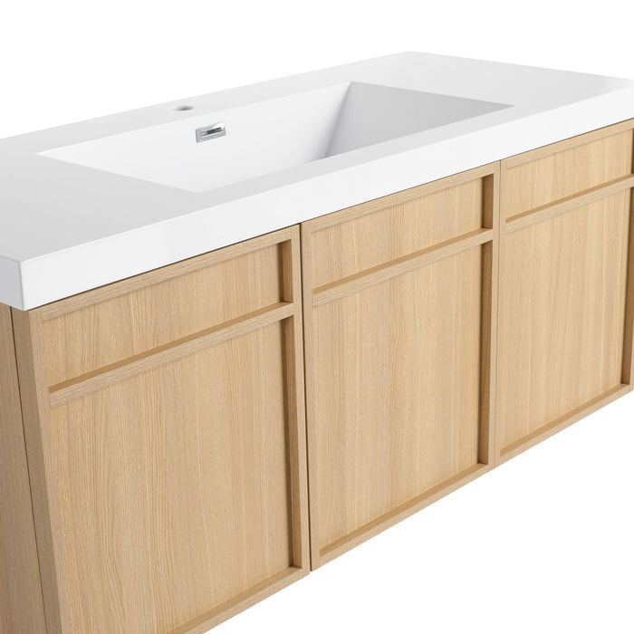 Wall-Mounted Bathroom Vanity With Resin Sink And Soft Closing Doors