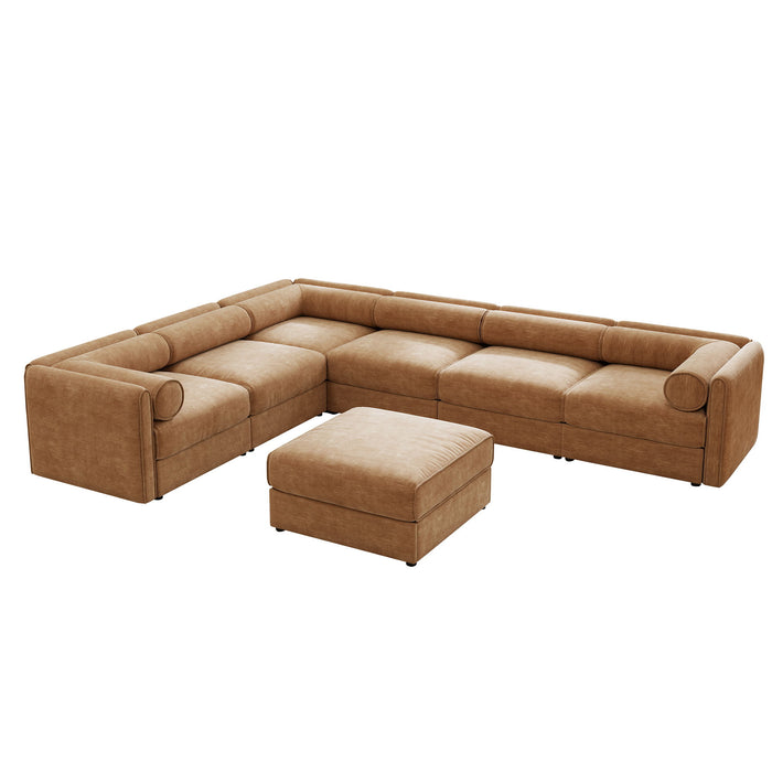 Contemporary Elegant White Chenille Sofa With Storage And Ottoman