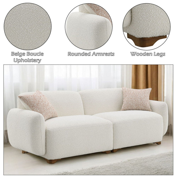 Darius - Sofa With 2 Pillows - Beige Boucle
