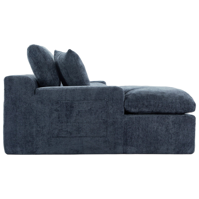 Cloud Sectional Sofa With Double Layer Cushion And Side Pockets, Free-Combined