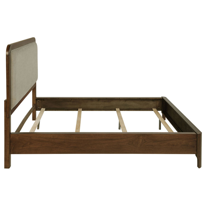 Maderia 57-inch Upholstered California King Panel Bed Walnut