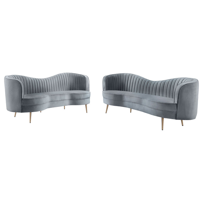 Sienna - 2 Piece Back Living Room Set, Sofa & Loveseat - Gray