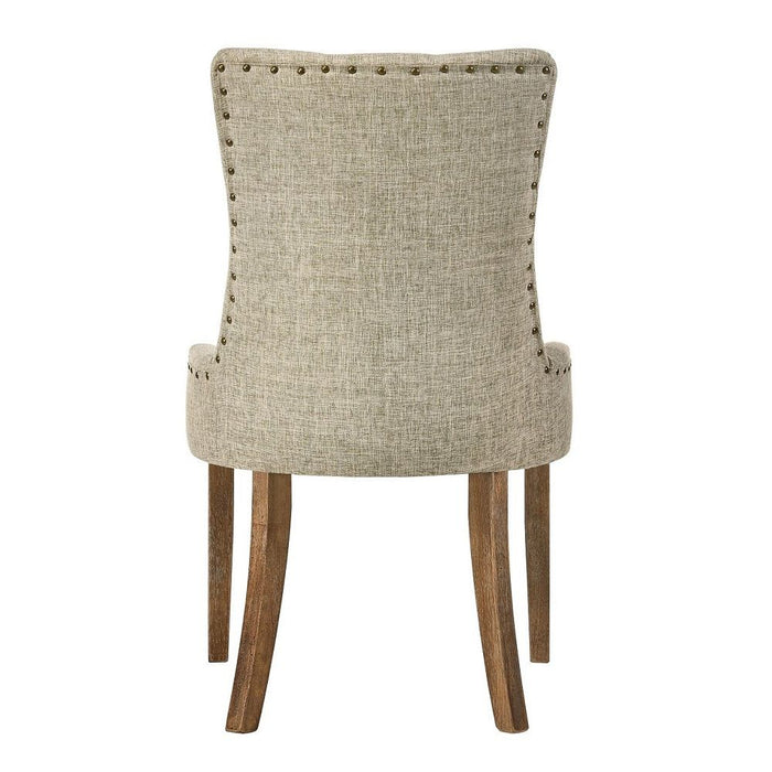 Yotam - Side Chair Set of 2) - Beige Fabric & Salvaged Oak
