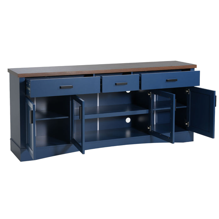 TV Console Stand, Glass Doors & Storage Drawers, Adjustable Shelves