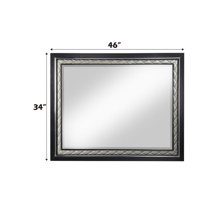 Nicola - Mirror - Silver Synthetic Leather & Black