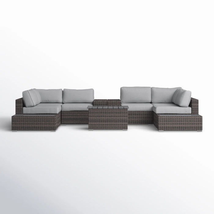 Wicker Sectional Seating Group With Plush Cushions