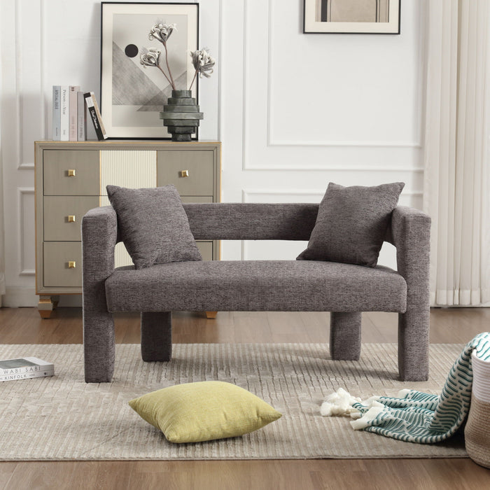 Modern Chenille Loveseat Sofa, Comfy Upholstered 2 Seater
