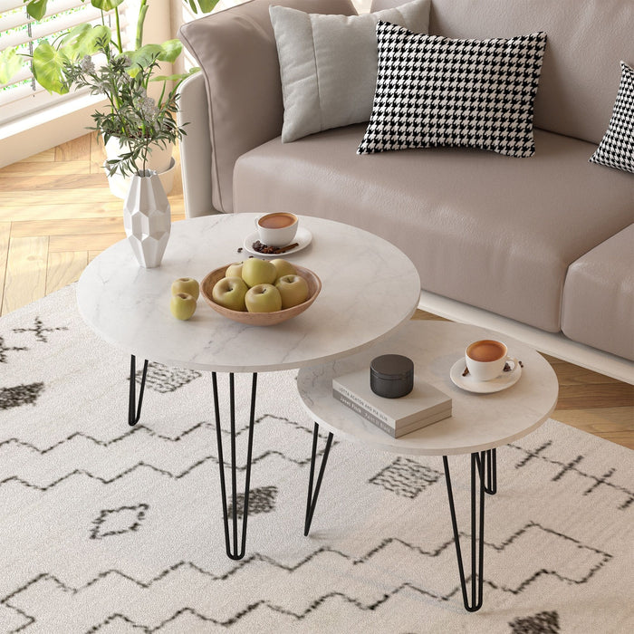 Round Nesting Coffee Table For Living Room (Set of 2)