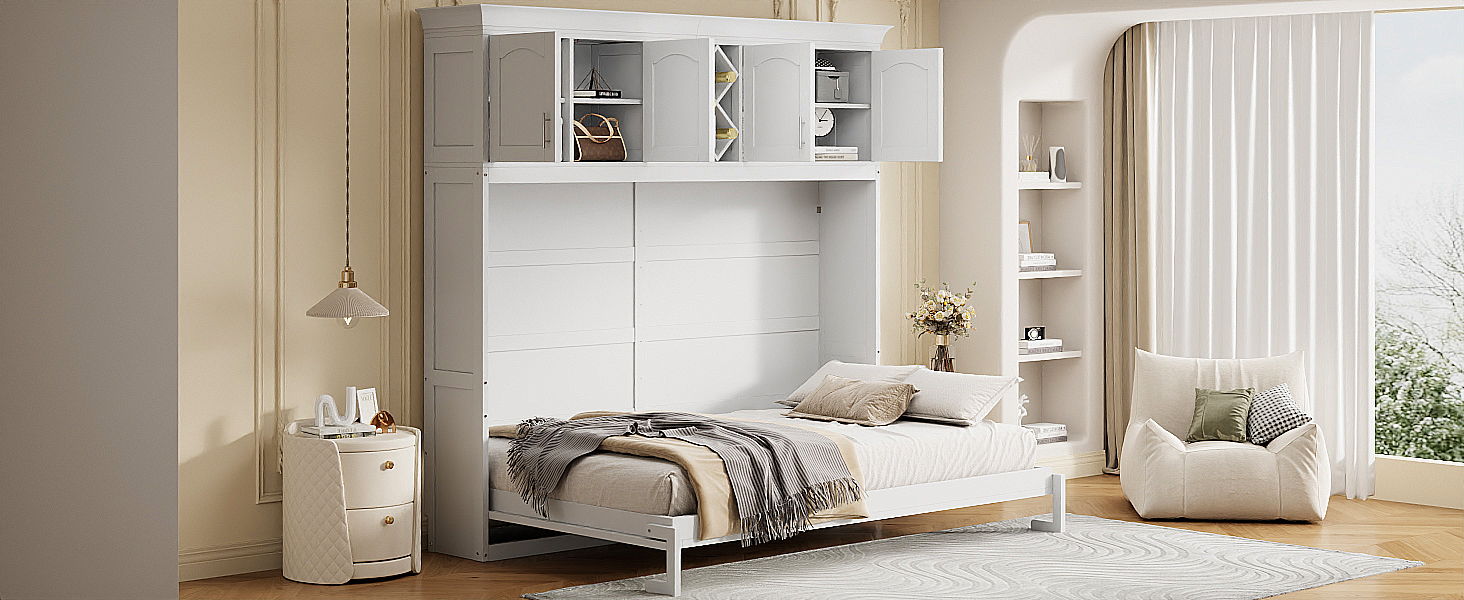 Murphy Wall Bed With Top Cabinets & Wine Rack