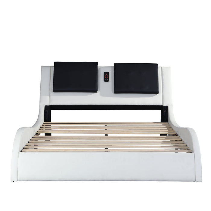 Platform Bed Frame With LED Lighting, tooth Music, Vibration Massage