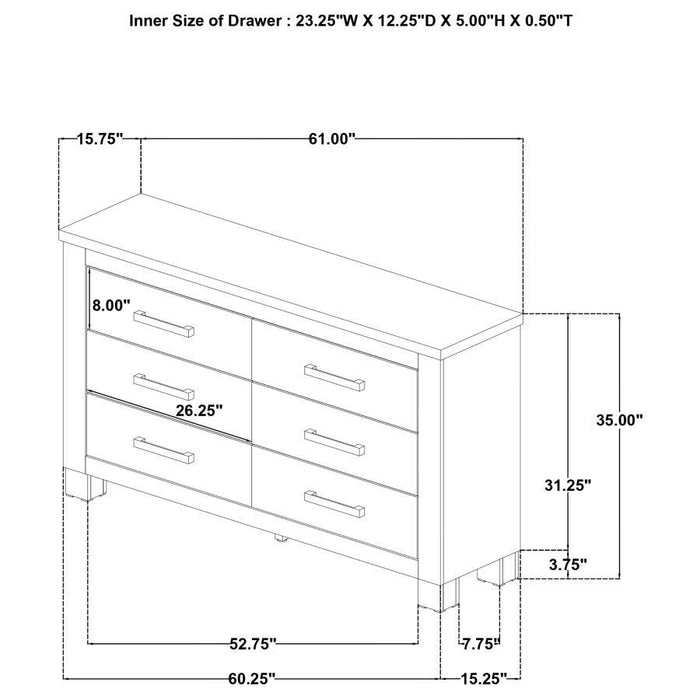 Oakglen - 6-Drawer Bedroom Dresser