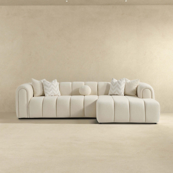 Beatrice - Modern Tufted Right Sectional Sofa - Ivory
