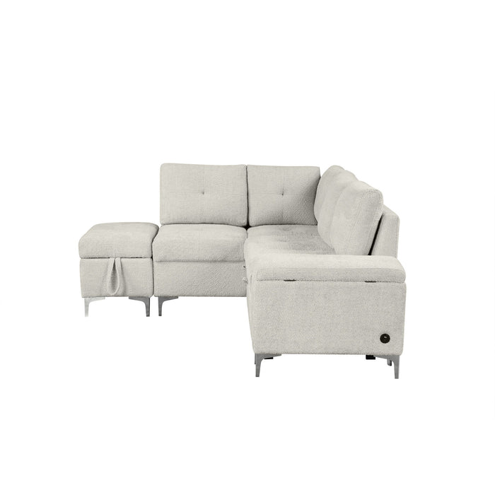 Versatile L Shaped Sofa Bed With Storage, Cup Holders, USB Ports Chenille