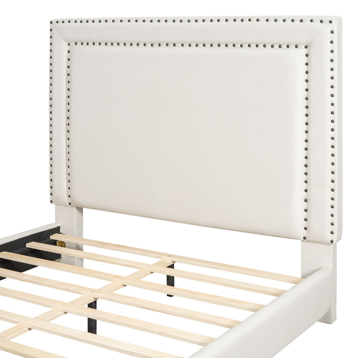 Upholstered Bed With Slats Support, No Box Spring Needed