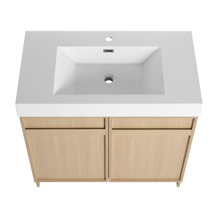 Freestanding Bathroom Vanity With Resin Sink & Soft Close Cabinet Doors