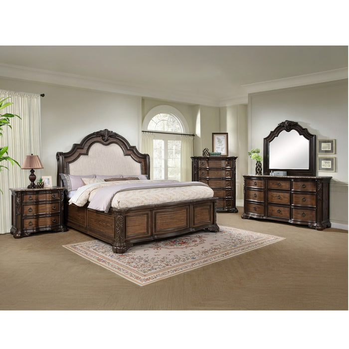 Nightstand, 3 Drawers - Brown / Coffee