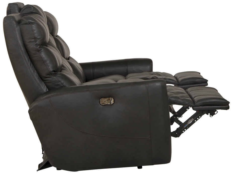 Bosa - Leather Power Reclining Sofa - Charcoal