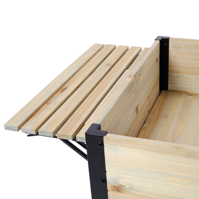 Raised Garden Bed With Metal Legs And Folding Storage Shelf