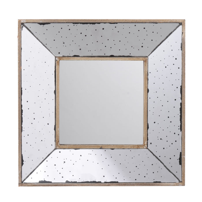 Distressed Accent Mirror, Traditional Style Framed Wall Mirror For Living Room