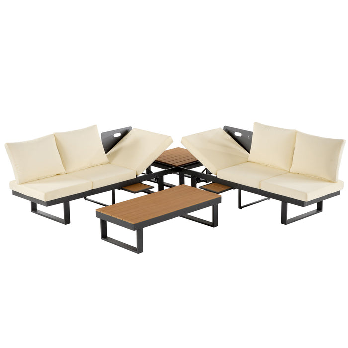 Outdoor Sectional Sofa Set With Adjustable Reclining Seats