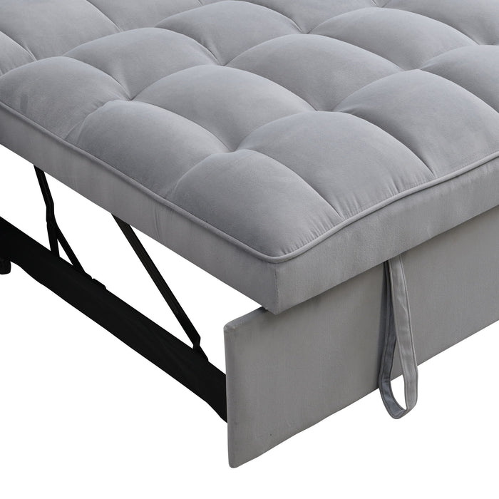 Modern Velvet Loveseat With Pullout Bed, Adjustable Reclining Backrest