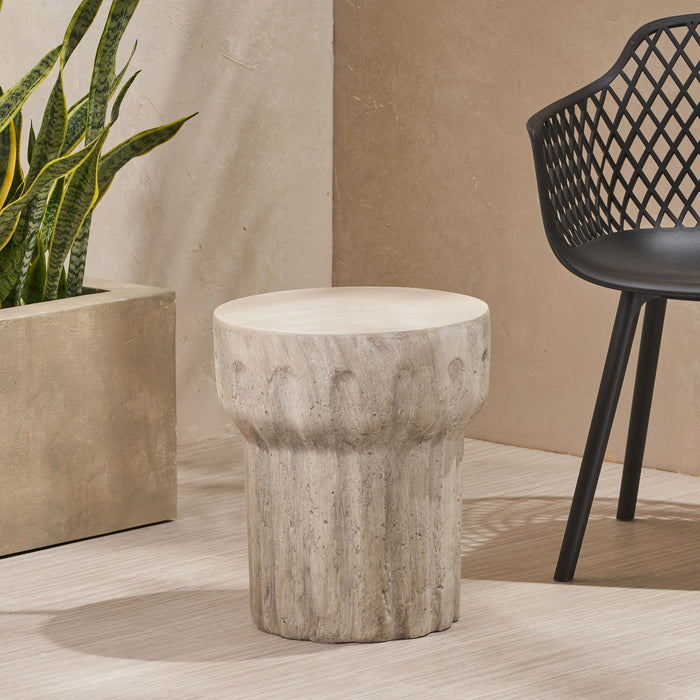 Outdoor Round Side Table - Gray