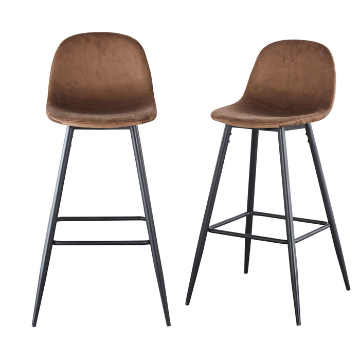 Velvet Barstool With Back (Set of 2)