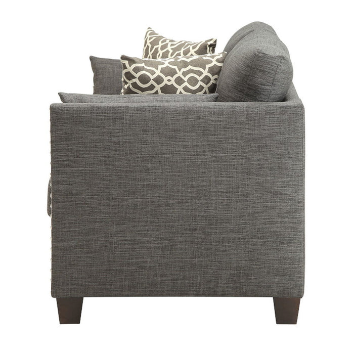 Laurissa - Loveseat With 4 Pillows - Light Charcoal Linen