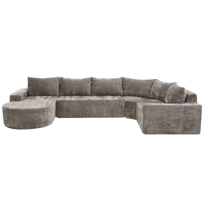 U-Shaped Oversized Modular Cloud Sectional Sofa With Deep Seat For Living Room