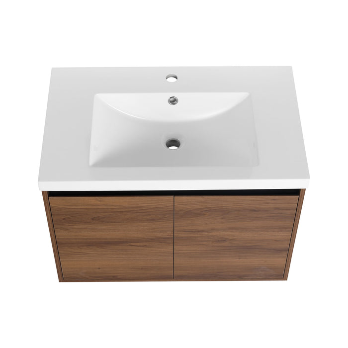 Bathroom Vanity Set With Resin Countertop Sink And 2 Doors, Engineered Wood