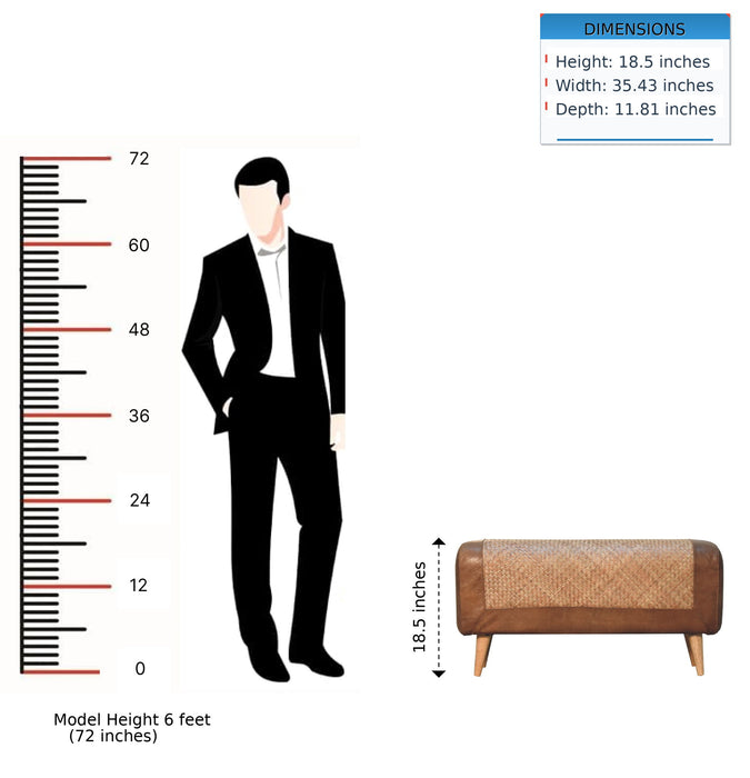 Buffalo - Large Seagrass Hide Nordic Bench - Oak