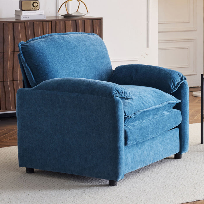 Oversized Reading Armchair With Thick Cushions, High Back Support