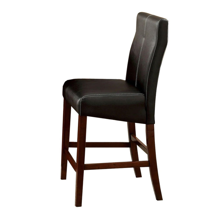 (Set of 2) Padded Leatherette Counter Height Chairs In Brown Cherry And Black