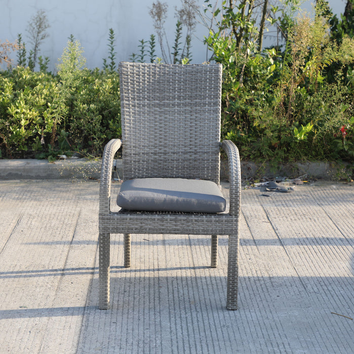 Balcones Outdoor Wicker Dining Chairs With Cushions, (Set of 8) Gray / Dark Gray