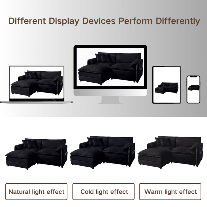 Modern Chenille Oversized Deep Seat Luxury 2 Piece Sofa Set With 4 Pillows