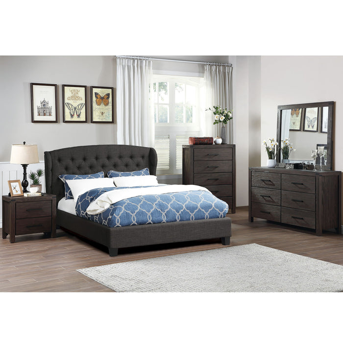 Bed With Adjustable Button Tufted Headboard
