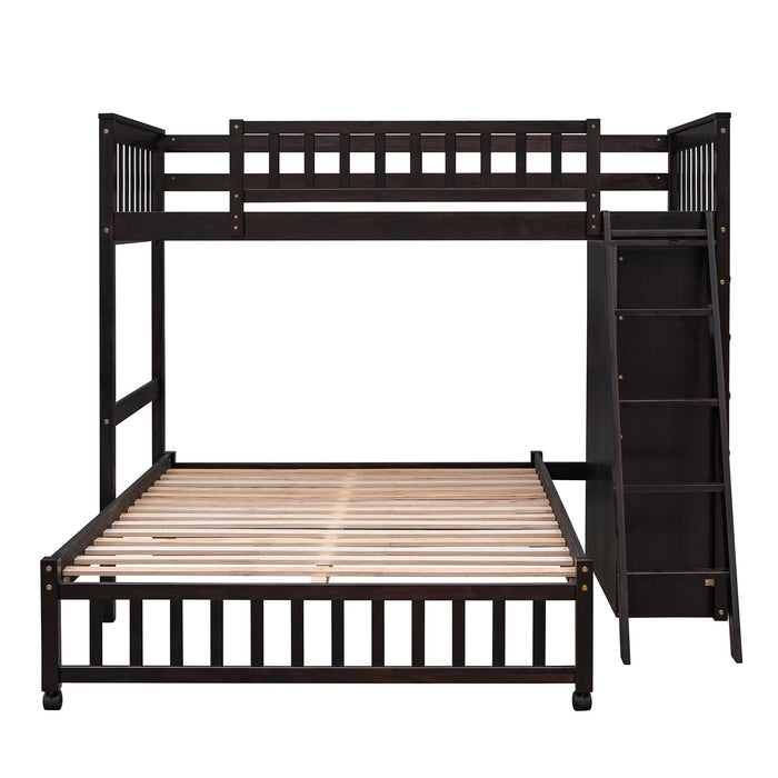 Bunk Bed With 6 Drawers And Flexible Shelves, Bottom Bed With Wheels
