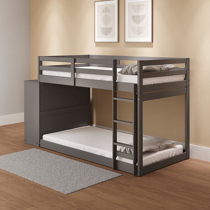 Gaston - Twin Over Twin Bunk Bed With 4 Drawers & 3 Compartments - Gray