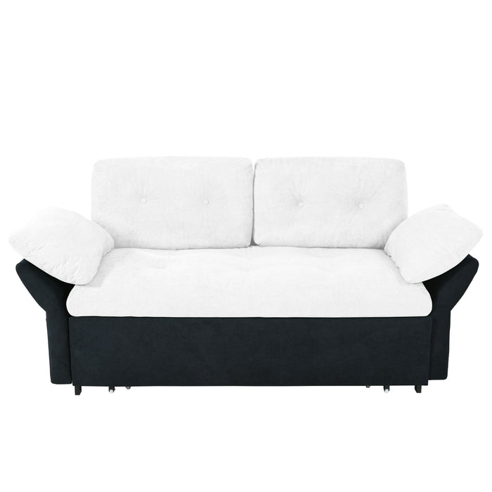 Modern Convertible Sleeper Sofa Bed With Pull-Out Queen Design, Side Storage & Thick Cushions