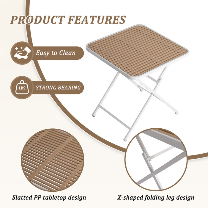 4 Piece Set Of Modern Striped Single Chairs With Folding Square Table