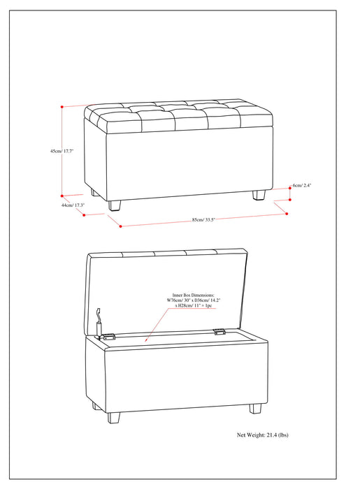Cosmopolitan - Storage Ottoman - Midnight Black