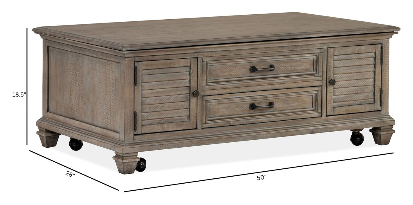 Lancaster - Lift Top Storage Cocktail Table (With Casters) - Dove Tail Gray
